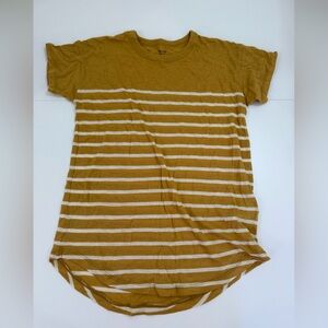 Madewell Mustard and White Striped Tee-NWT